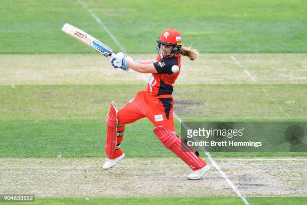 Sophie Molineux of the Renegades bats during the Women's Big Bash League match between the Melbourne Renegades and the Hobart Hurricanes at...