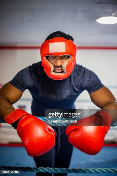 boxer with attitude wearing head protector and gloves - head protector stock pictures, royalty-free photos & images