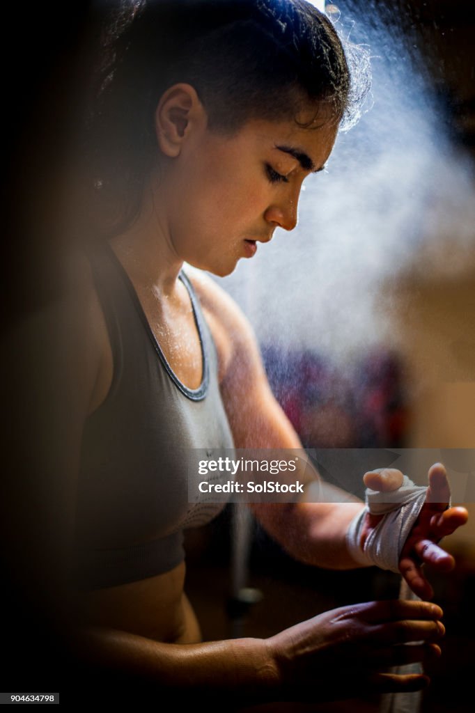 Ela prepara-se para boxe