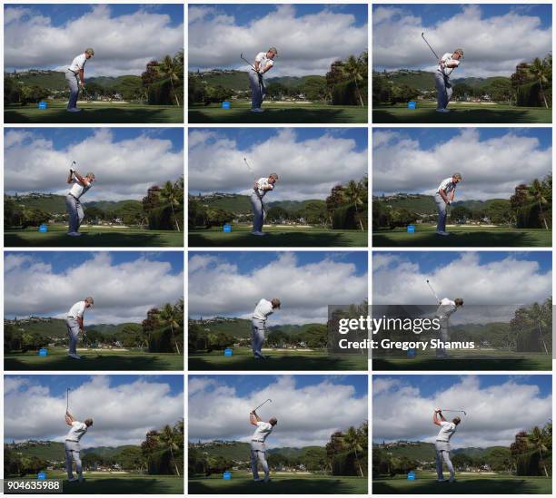 John Peterson of the United States plays his shot from the seventh tee during round three of the Sony Open In Hawaii at Waialae Country Club on...