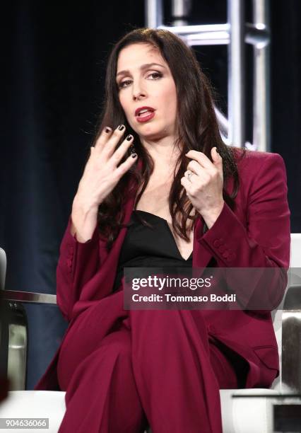 Actress Shoshannah Stern of the Sundance Now television show This Close signs onstage during the AMC portion of the 2018 Winter Television Critics...