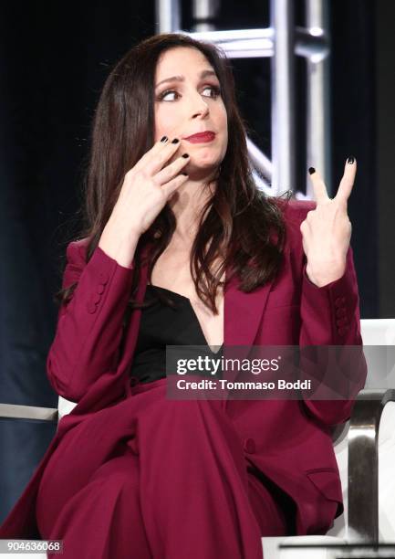 Actress Shoshannah Stern of the Sundance Now television show This Close signs onstage during the AMC portion of the 2018 Winter Television Critics...