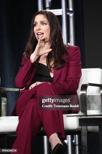 Actress Shoshannah Stern of the Sundance Now television show This Close signs onstage during the AMC portion of the 2018 Winter Television Critics...