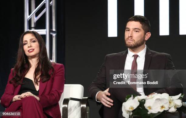 Actors Shoshannah Stern and Josh Feldman of the Sundance Now television show This Close sign onstage during the AMC portion of the 2018 Winter...