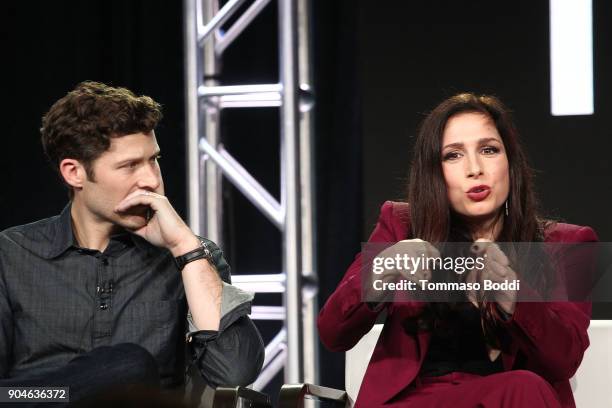 Actors Zach Gilford and Shoshannah Stern of the Sundance Now television show This Close participate in a panel discussion onstage during the AMC...