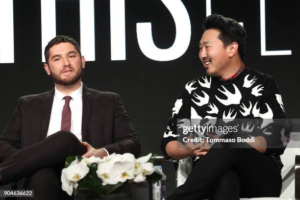 Actor Josh Feldman and director/executive producer Andrew Ahn of the Sundance Now television show This Close participate in a panel discussion...