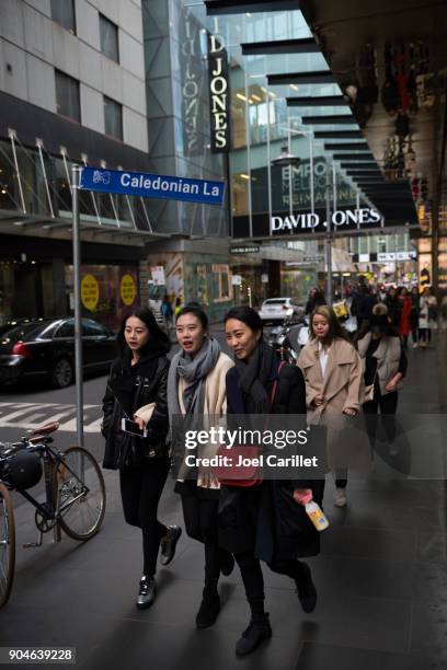 little bourke street in melbourne, australia - little bourke street stock pictures, royalty-free photos & images