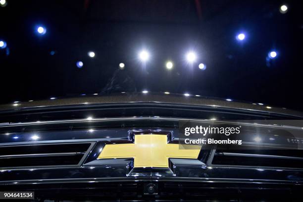 General Motors Co. 2019 Chevrolet Silverado pickup truck sits on display during the 2018 North American International Auto Show in Detroit, Michigan,...