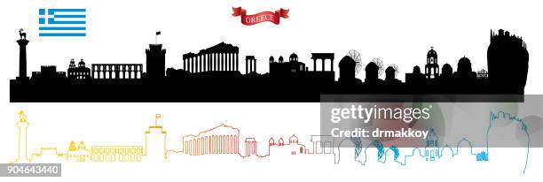 greece skyline - santorini stock illustrations