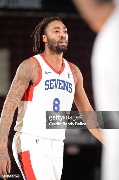 James Young of the Delaware 87ers during NBA G League Showcase Game 26 between the Reno Bighorns and the Delaware 87ers on January 13, 2018 at the...
