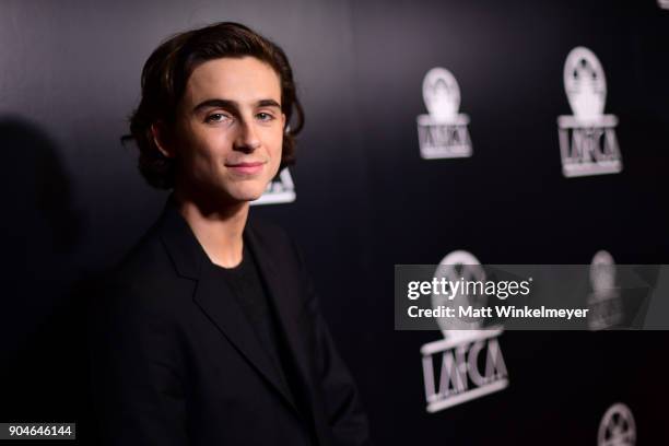 Timothee Chalamet attends the 43rd Annual Los Angeles Film Critics Association Awards on January 13, 2018 in Los Angeles, California.