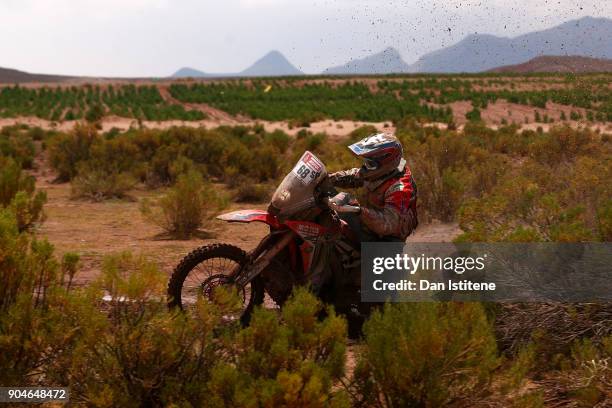 Eduardo Heinrich of Peru and Heinrich Racing rides a KTM 450 Rally bike in the Classe 2.1 : Super Production during stage seven of the 2018 Dakar...