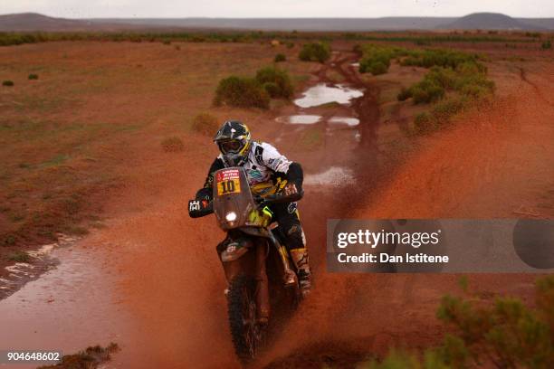 Pablo Quintanilla of Chile and Husqvarna Rally Racing Team rides a FR 450 Rally Husqvarna bike in the Elite ASO during stage seven of the 2018 Dakar...
