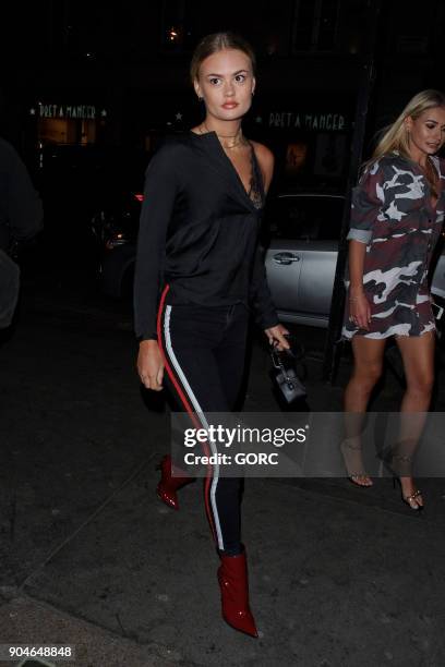 Ella Ross sighting at Tape nightclub on January 13, 2018 in London, England.