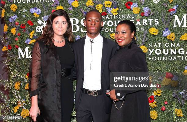 Maria Giulia Maramotti, Torrance Hall and Aisha DeBerry attend National YoungArts Foundation Backyard Ball Performance and Gala 2018 on January 13,...