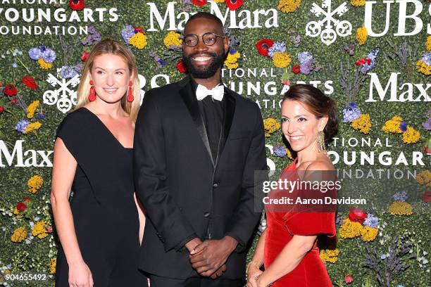 Sarah Arison, Tarell Alvin McCraney and Carolina Garcia Jayaram attend National YoungArts Foundation Backyard Ball Performance and Gala 2018 on...