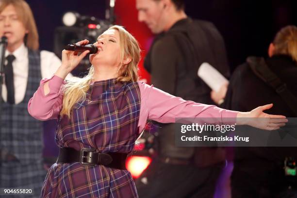 Maria Patricia Kelly performs during the 'Schlagerchampions - Das grosse Fest der Besten' TV Show at Velodrom on January 13, 2018 in Berlin, Germany.