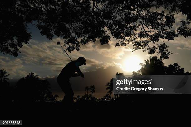 Tom Hoge of the United States plays a shot on the 18th hole during round three of the Sony Open In Hawaii at Waialae Country Club on January 13, 2018...