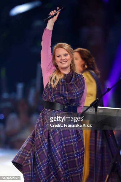 Maria Patricia Kelly performs during the 'Schlagerchampions - Das grosse Fest der Besten' TV Show at Velodrom on January 13, 2018 in Berlin, Germany.