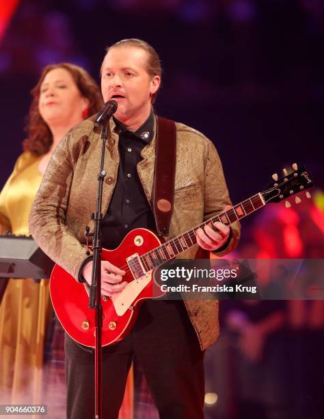 Kathy Ann Kelly and Joey Kelly perform during the 'Schlagerchampions - Das grosse Fest der Besten' TV Show at Velodrom on January 13, 2018 in Berlin,...