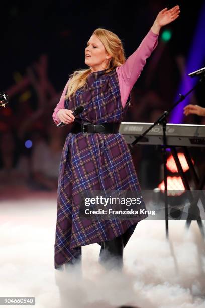 Maria Patricia Kelly performs during the 'Schlagerchampions - Das grosse Fest der Besten' TV Show at Velodrom on January 13, 2018 in Berlin, Germany.