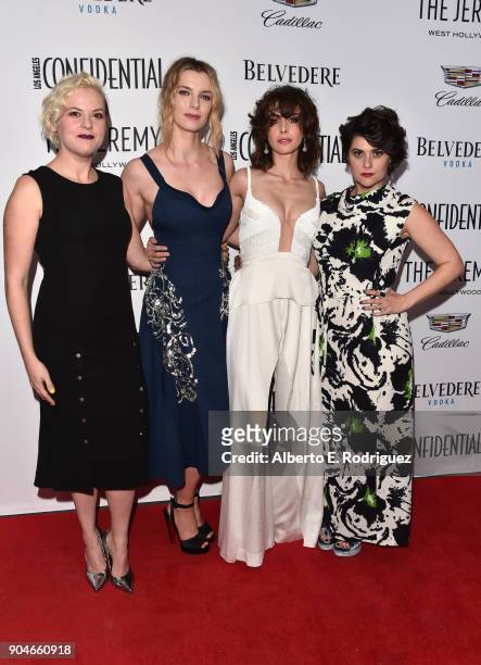 Kimmy Gatewood, Betty Gilpin, Alison Brie and Rebekka Johnson attend Los Angeles Confidential Celebrates "Awards Issue" hosted by cover stars Alison...