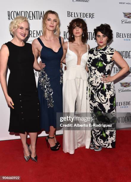 Kimmy Gatewood, Betty Gilpin, Alison Brie and Rebekka Johnson attend Los Angeles Confidential Celebrates "Awards Issue" hosted by cover stars Alison...