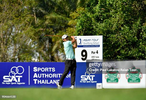 Kurt Kitayama of the USA during round five of the 2018 Asian Tour Qualifying School Final Stage at Rayong Green Valley Country Club on January 14,...