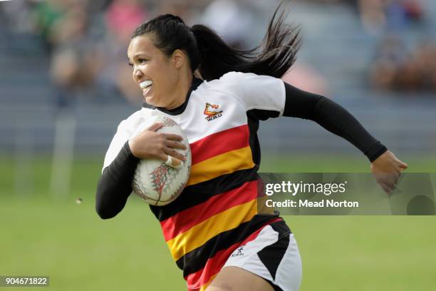 Chyna Hohepa during the Bayleys National Sevens match between Waikato and Manawatu at Rotorua International Stadium on January 14, 2018 in Rotorua,...