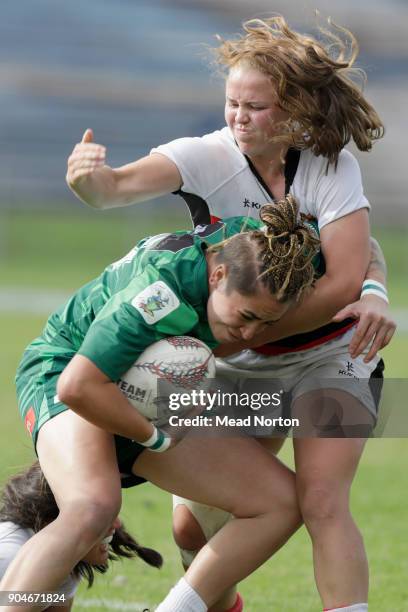 Vaine Greig during the Bayleys National Sevens match between Waikato and Manawatu at Rotorua International Stadium on January 14, 2018 in Rotorua,...