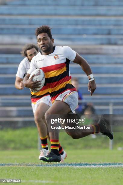 Sevu Reece during the Bayleys National Sevens match between Waikato and Tasman at Rotorua International Stadium on January 14, 2018 in Rotorua, New...