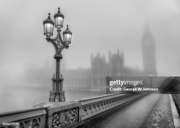 misty silhouette - fog london stock pictures, royalty-free photos & images