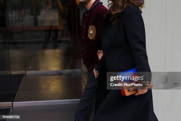 Guest is seen on the set of the Dolce &amp; Gabbana Advertising Campaign street style during Milan Men's Fashion Week Fall/Winter 2018/19 on January...