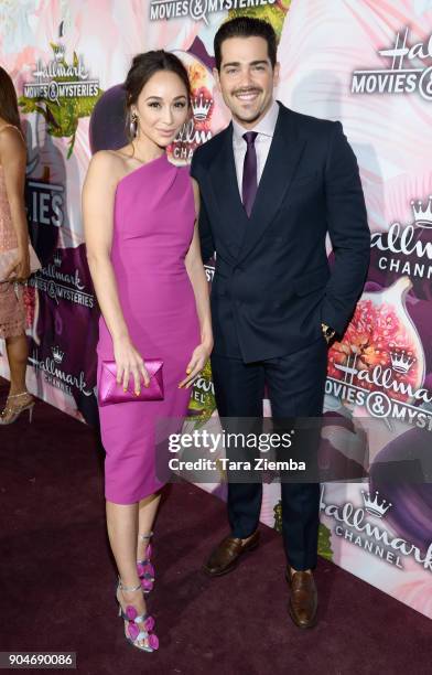 Cara Santana and Jesse Eden Metcalfe attend Hallmark Channel And Hallmark Movies and Mysteries Winter 2018 TCA Press Tour at Tournament House on...