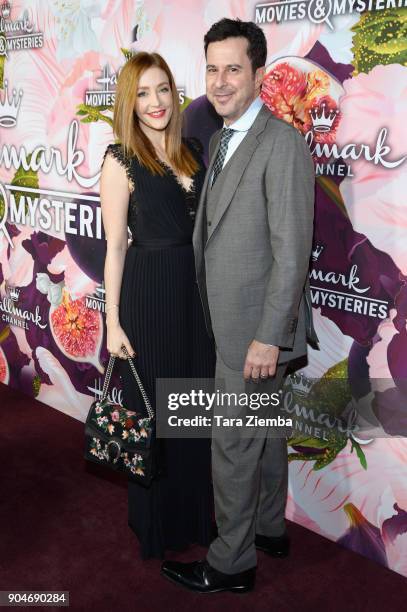 Actress Jennifer Finnigan and Jonathan Silverman attend Hallmark Channel And Hallmark Movies and Mysteries Winter 2018 TCA Press Tour at Tournament...