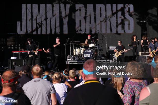 Jimmy Barnes performs at the MND concert to help raise funds for the fight against Motor Neuron Disease ahead of the 2018 Australian Open at...