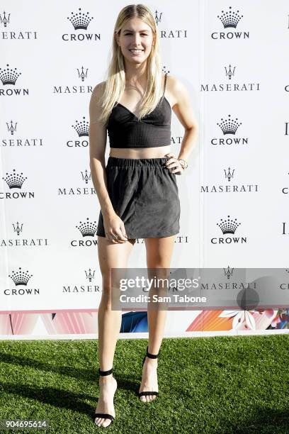 Eugenie Bouchard arrives ahead of the 2018 Crown IMG Tennis Player at Crown Palladium on January 14, 2018 in Melbourne, Australia.