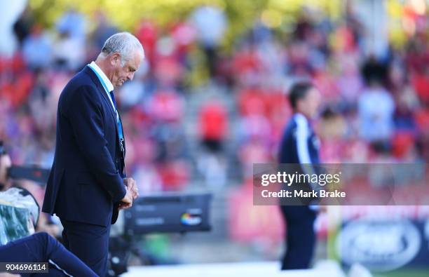 Graham Arnold, coach of of Sydney FC during the round 16 A-League match between Adelaide United and Sydney FC at Coopers Stadium on January 14, 2018...