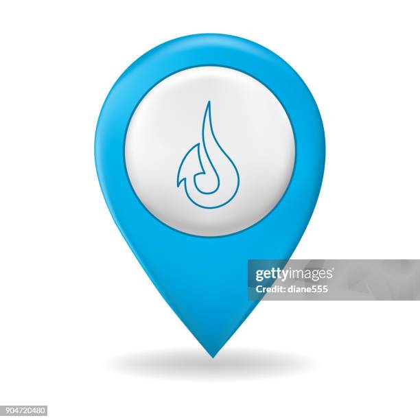 ilustrações de stock, clip art, desenhos animados e ícones de thin line icon on a map pointer pin - fuel industry - drop pin