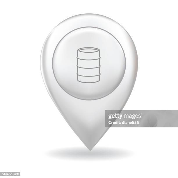thin line icon on a map pointer pin - fuel industry - slim can stock illustrations