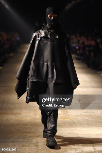 Model walks the runway at the UNDERCOVER + TAKAHIROMIYASHITA TheSoloist. Show during the 93. Pitti Immagine Uomo at Fortezza Da Basso on January 11,...