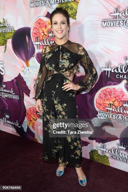 Actress Erin Krakow attends Hallmark Channel and Hallmark Movies and Mysteries Winter 2018 TCA Press Tour at Tournament House on January 13, 2018 in...