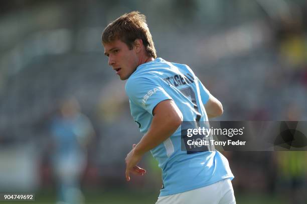 Nick Fitzgerald of City during the round 16 A-League match between the Central Coast Mariners and Melbourne City at Central Coast Stadium on January...