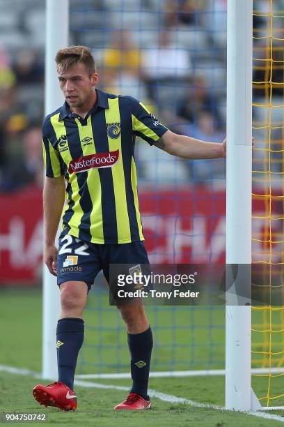 Jacob Melling of the Mariners during the round 16 A-League match between the Central Coast Mariners and Melbourne City at Central Coast Stadium on...