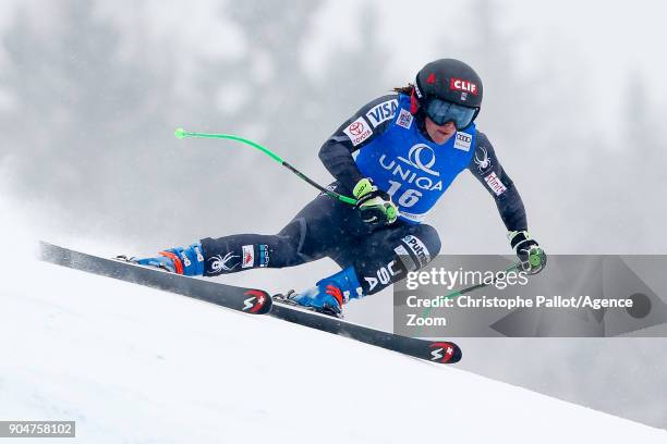 Stacey Cook of USA competes during the Audi FIS Alpine Ski World Cup Women's Downhill on January 14, 2018 in Bad Kleinkirchheim, Austria.