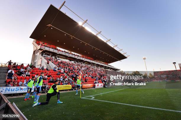 Western stand during the round 16 A-League match between Adelaide United and Sydney FC at Coopers Stadium on January 14, 2018 in Adelaide, Australia.