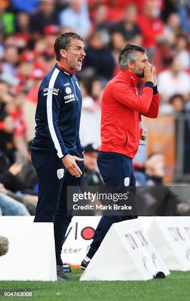 Adelaide United coach Marco Kurz during the round 16 A-League match between Adelaide United and Sydney FC at Coopers Stadium on January 14, 2018 in...