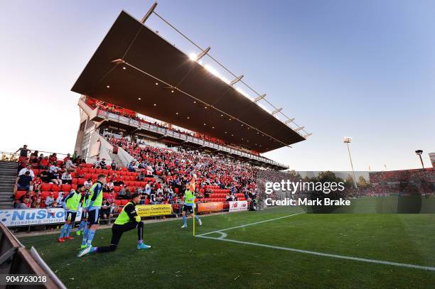 Western stand during the round 16 A-League match between Adelaide United and Sydney FC at Coopers Stadium on January 14, 2018 in Adelaide, Australia.