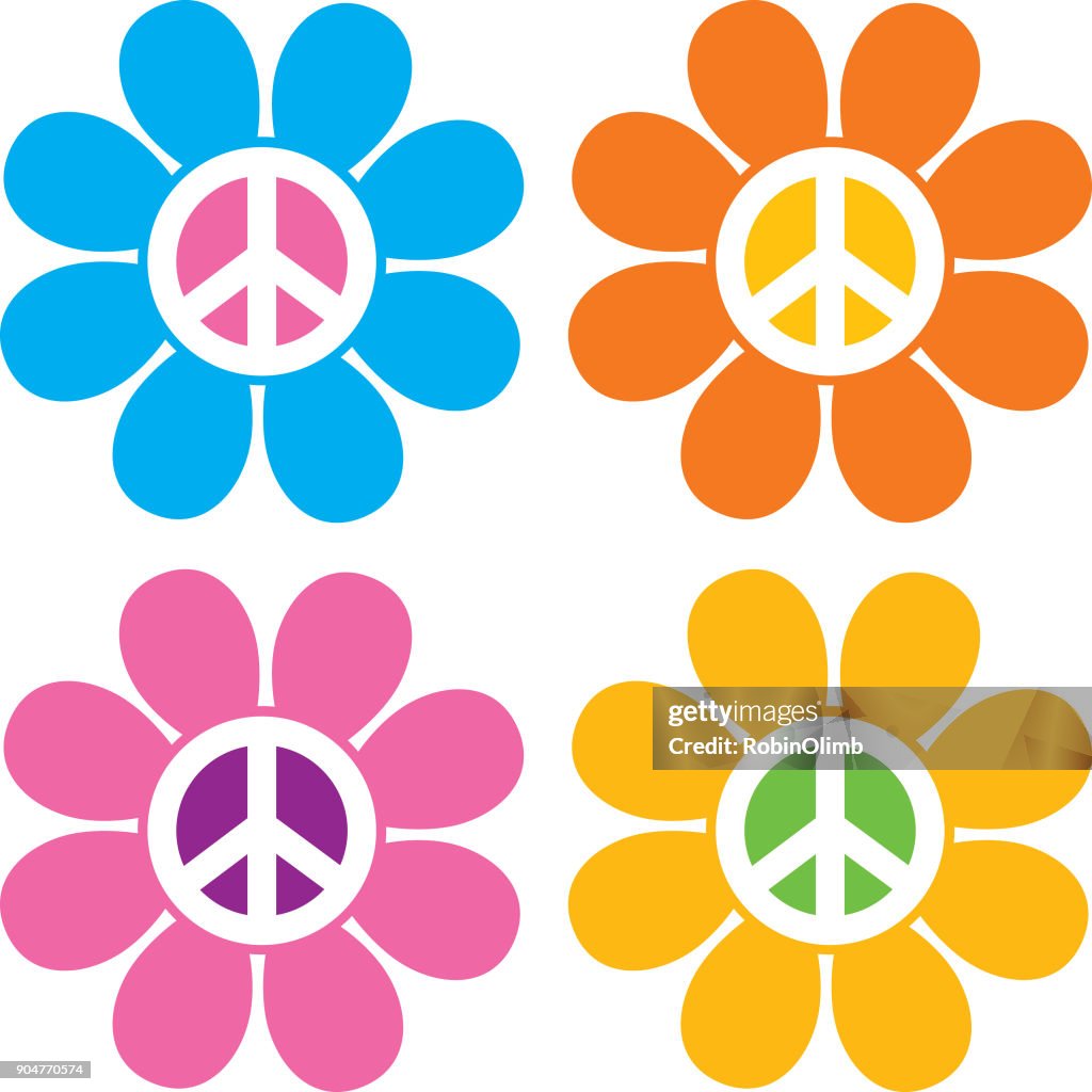Iconos De Signo De La Paz Flores Ilustración de stock - Getty Images