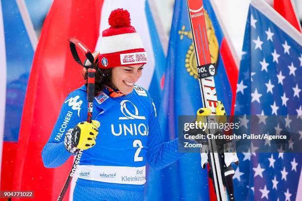 Federica Brignone of Italy takes 2nd place during the Audi FIS Alpine Ski World Cup Women's Downhill on January 14, 2018 in Bad Kleinkirchheim,...